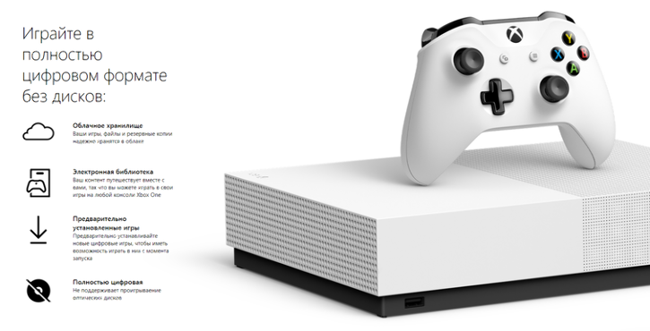 Бесприводная консоль Xbox One S All-Digital Edition сегодня поступила в продажу