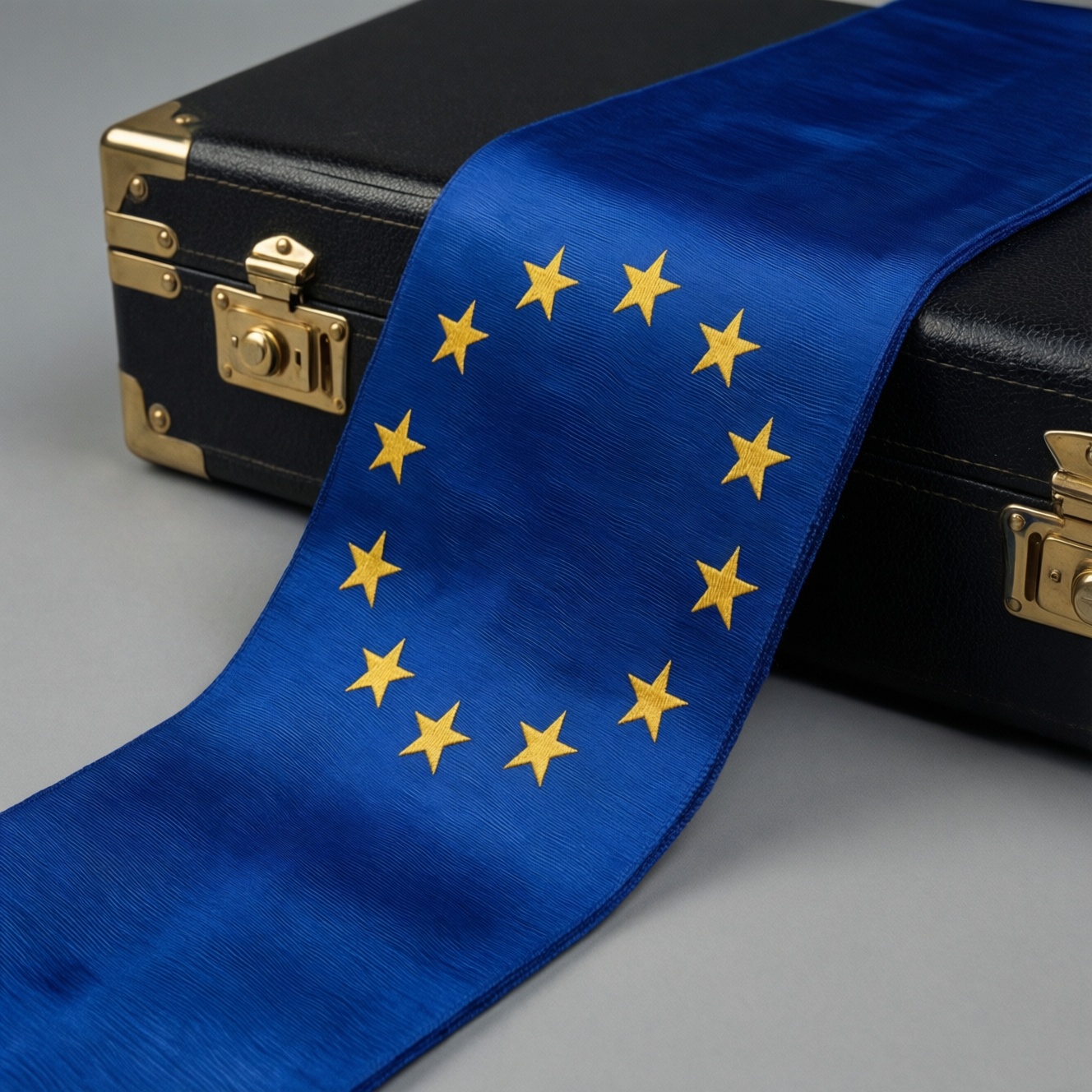 Европарламент представил церемониальную ленту из синего муара с золотыми звездами